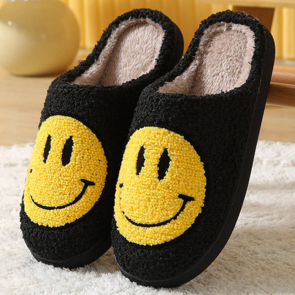 Smiley Face Plush Slippers