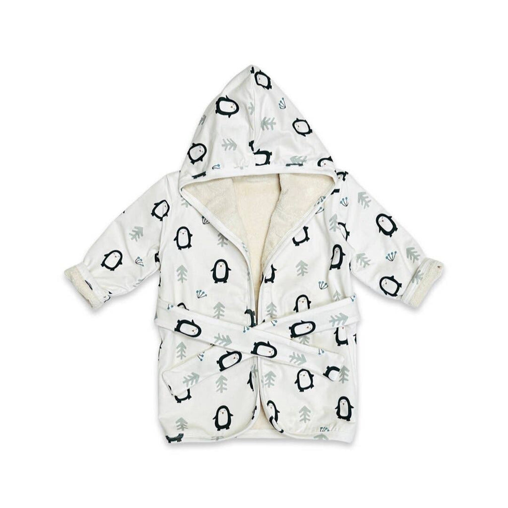 Penguin Hooded Baby Bath Robe (Organic Cotton): Natural / 0-9M (One Size)