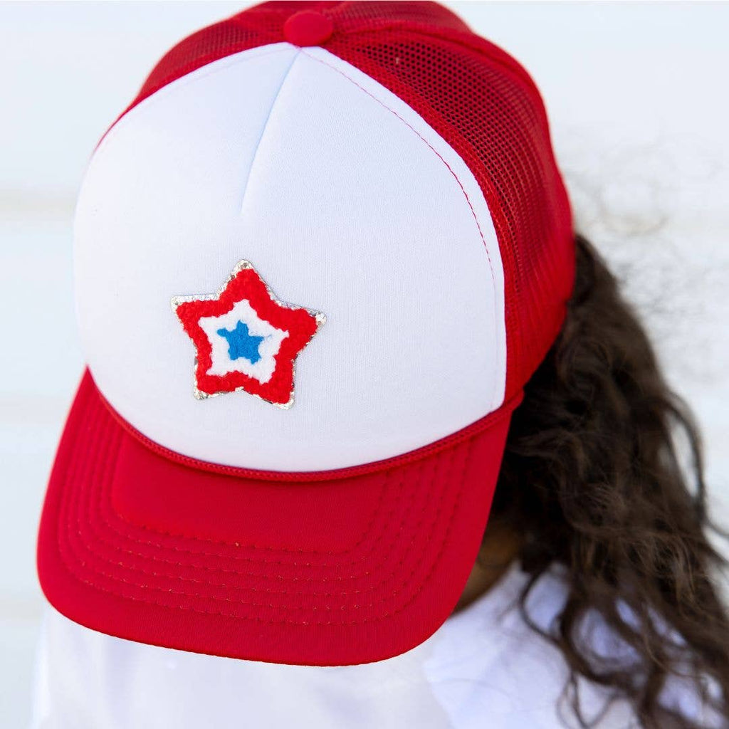 Patriotic Star Patch Hat - 4th of July - Kids Trucker Hat