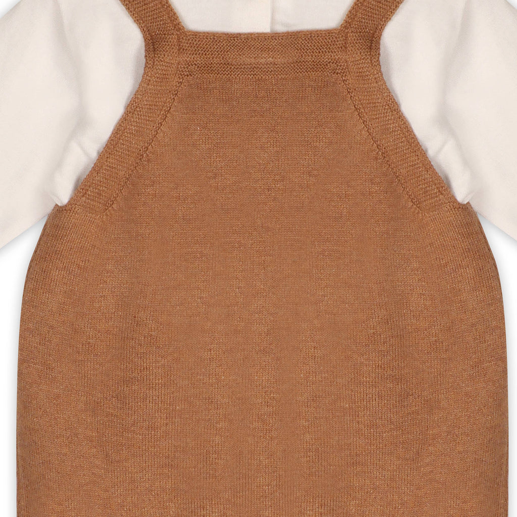 Bear Sweater Knit Baby Overall & Bodysuit Set (Organic): Chai Spice / 6-12M