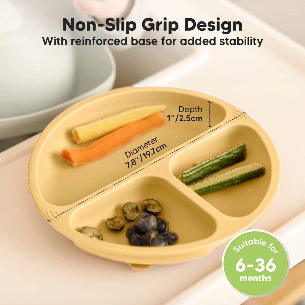 3-Pack Prep Suction Plates for Baby, BPA-Free Silicone Plate: Valiant