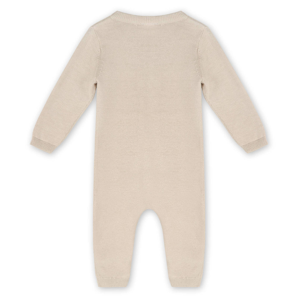 Balloon Bear Jacquard Baby Sweater Knit Jumpsuit (Organic): Stone / 6-12M