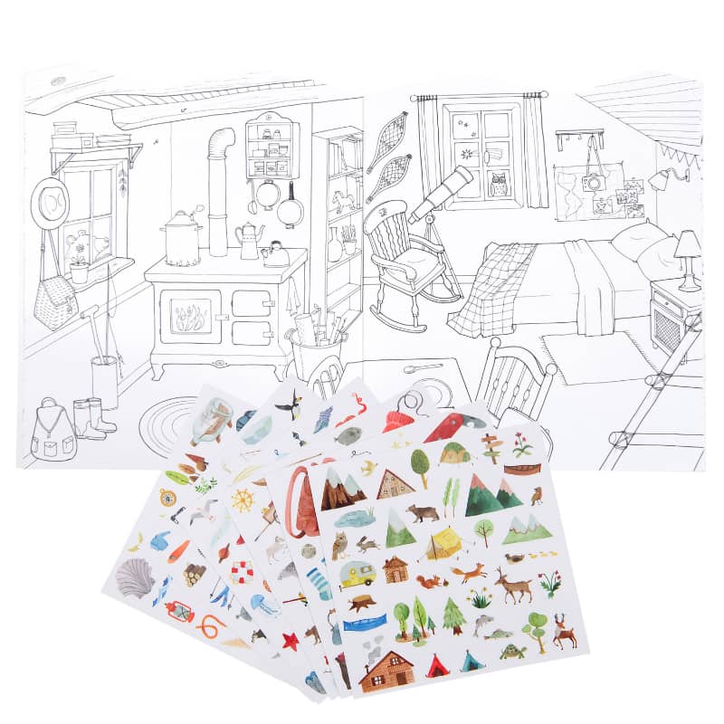 Box with 6 Coloring Books & Stickers - Explorer Theme