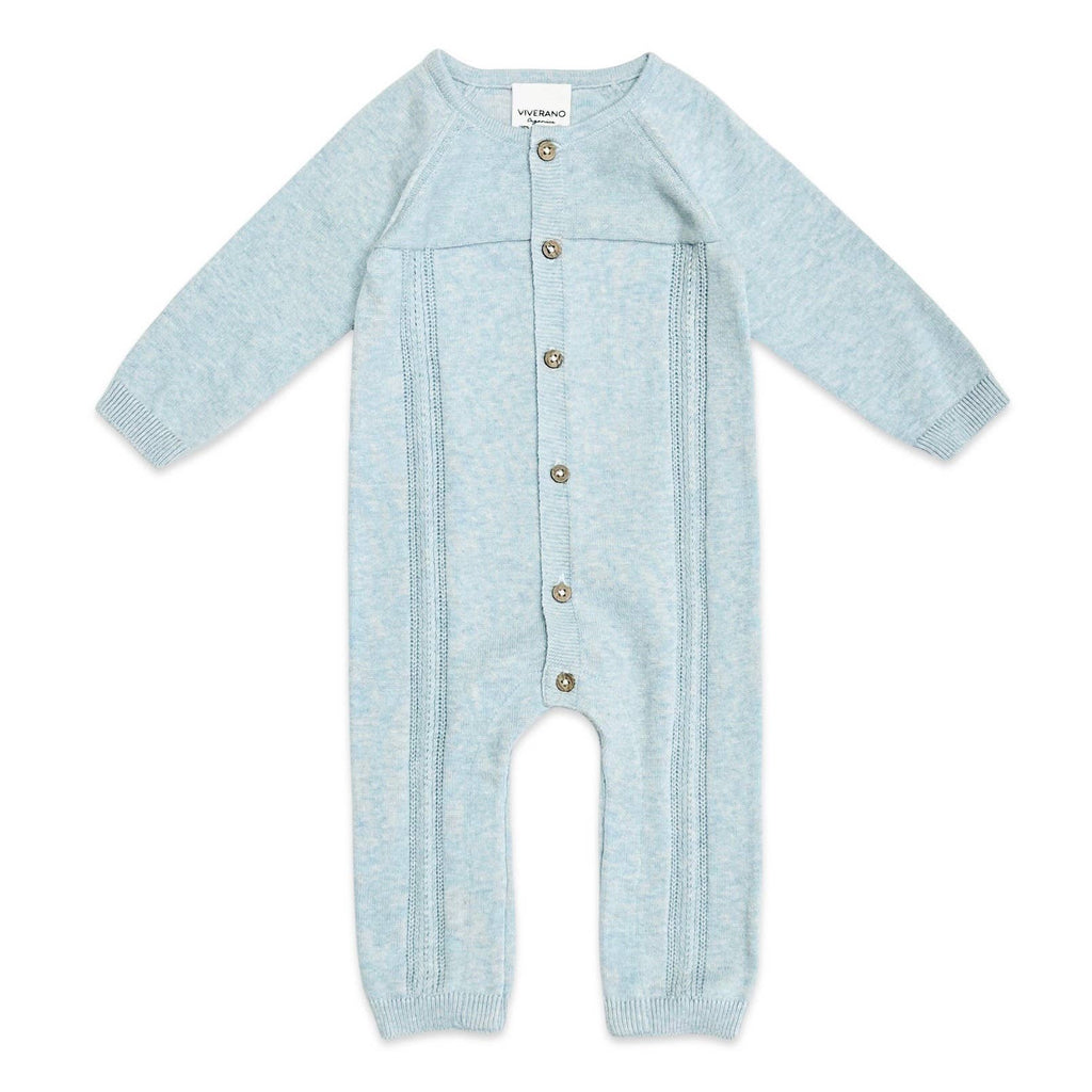 Pointelle Cable Knit Baby Jumpsuit (Organic Cotton): 0-3M / Tan Heather