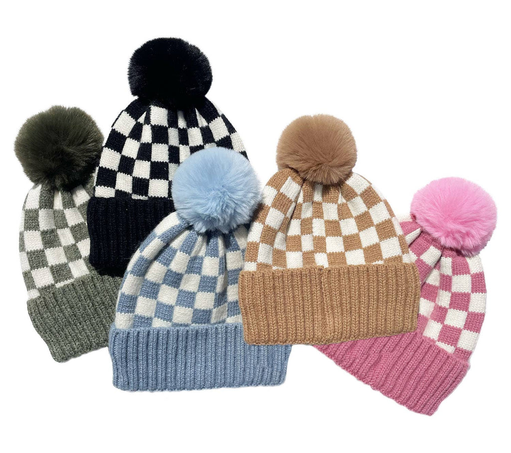 CHECKER POM BEANIE