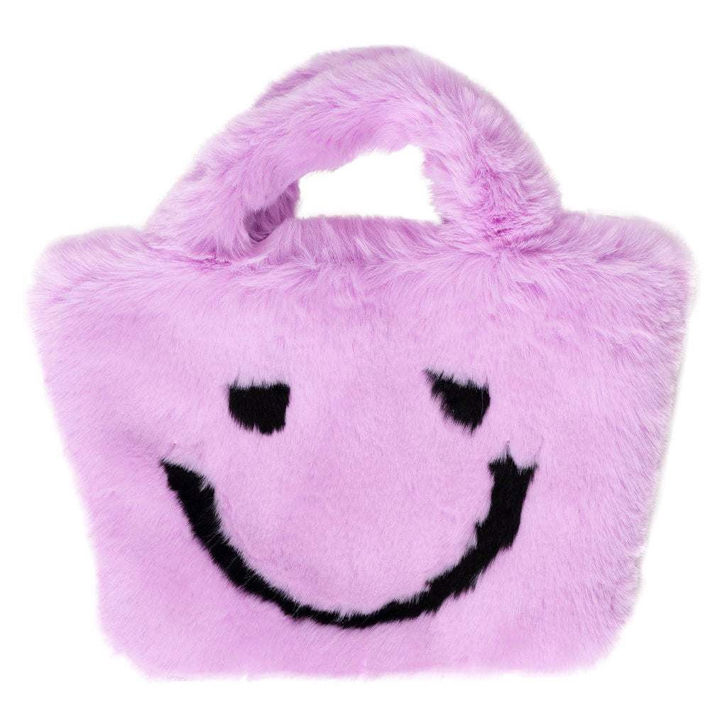 Faux Fur Fuzzy Happy Face Purses