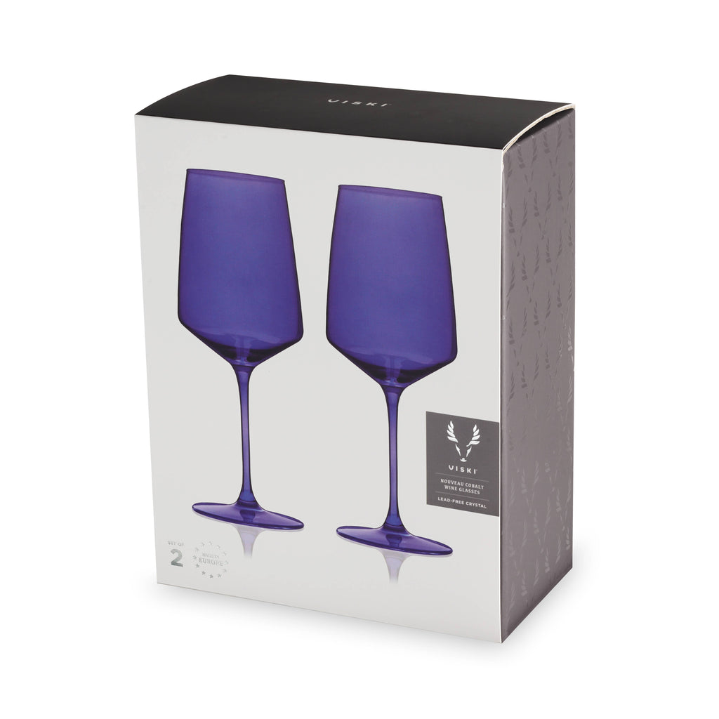 Reserve Nouveau Crystal Wine Glasses - Cobalt - Set of 2