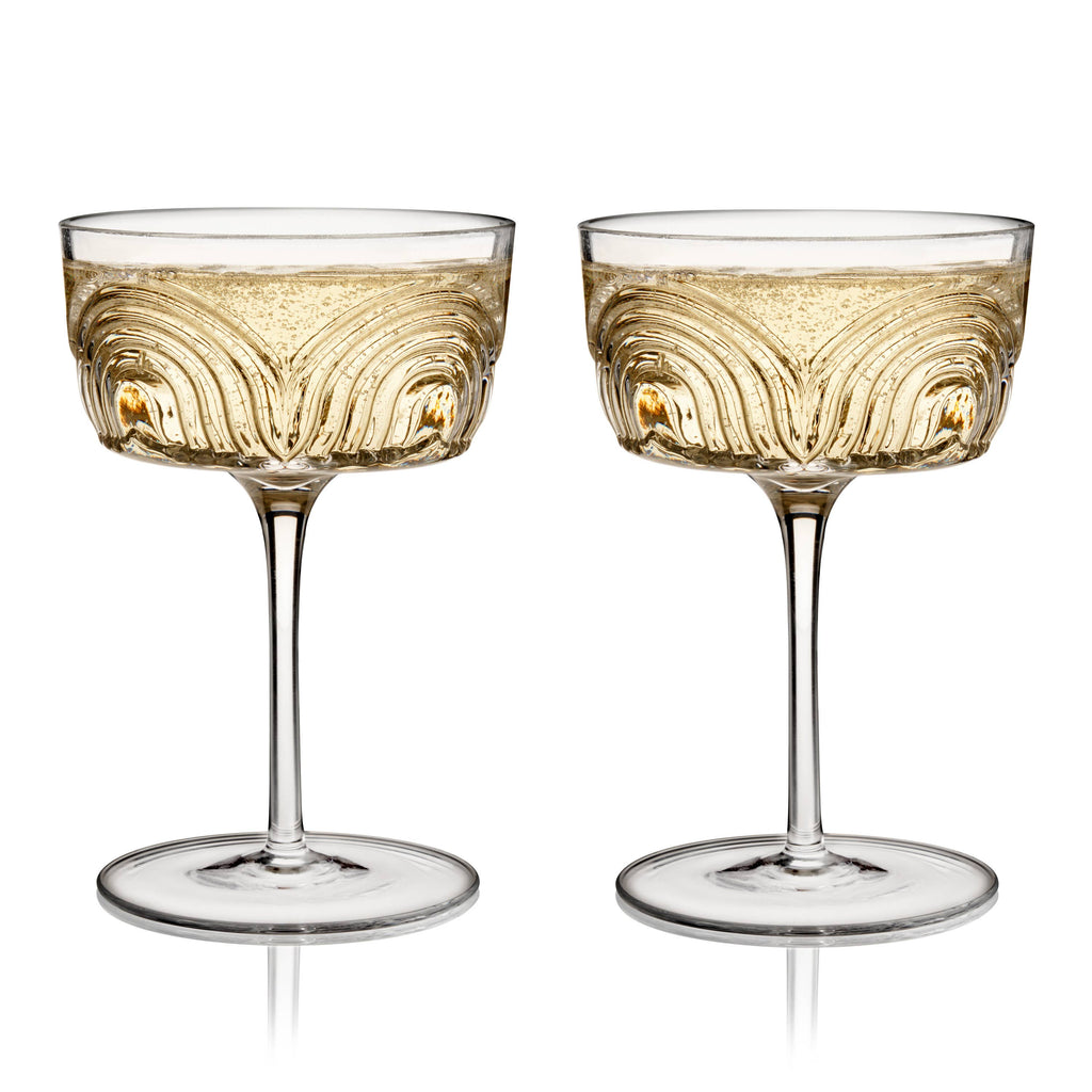 Deco Beau Crystal Cocktail Coupes - Set of 2