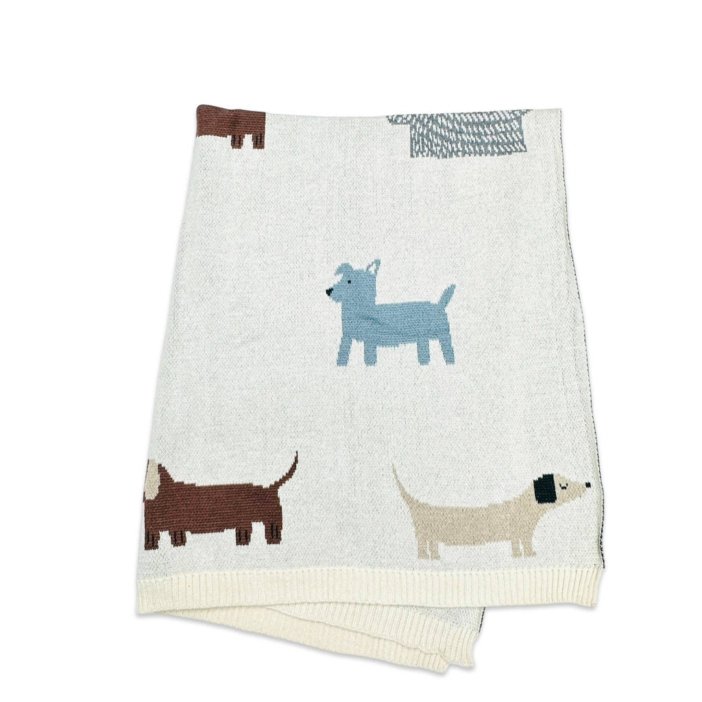 Buddy Dog - Organic Jacquard Sweater Knit Baby Blanket: Natural / One Size