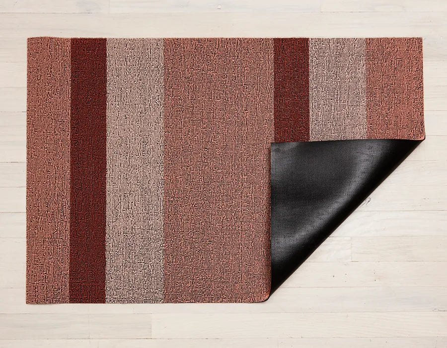 Bold Peach Stripe Shag Mat