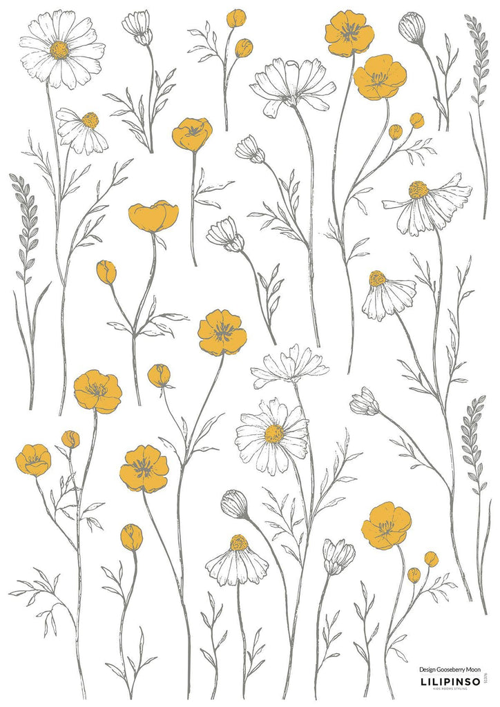 Buttercups and Chamomile Flower Wall Decals