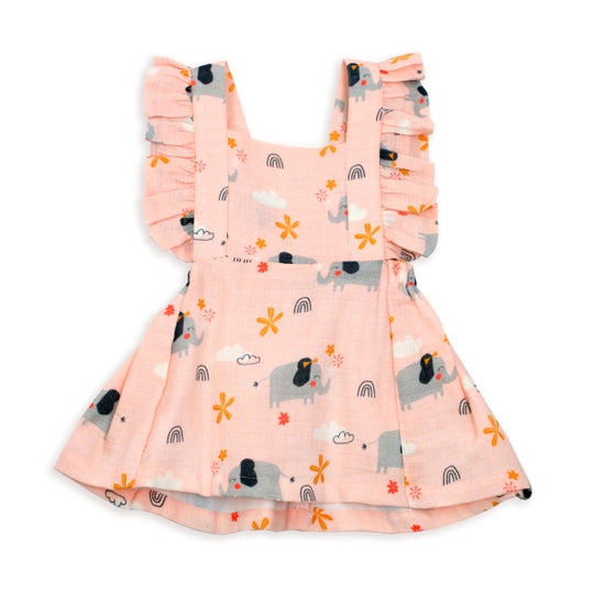 Elephant Ruffled Apron Dress + Bloomer Set