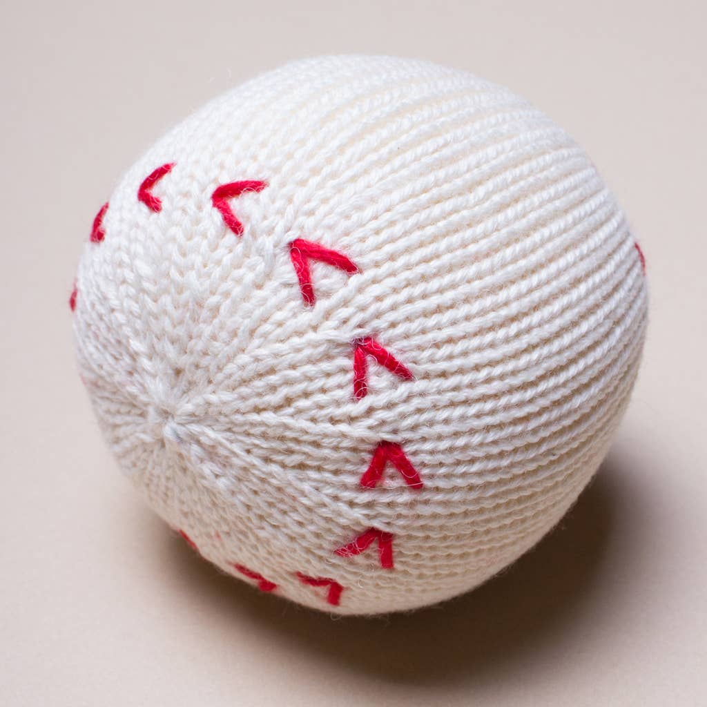 Organic Baby Toy - Baseball Rattle