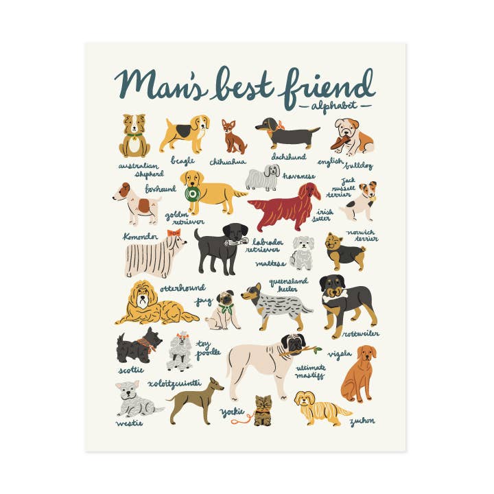 Man's Best Friend Alphabet Art Print