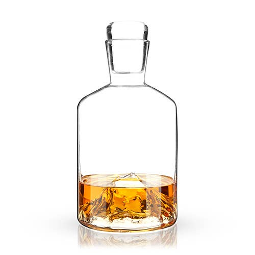 Pacific Northwest Mountain Themed Crystal Liquor Decanter