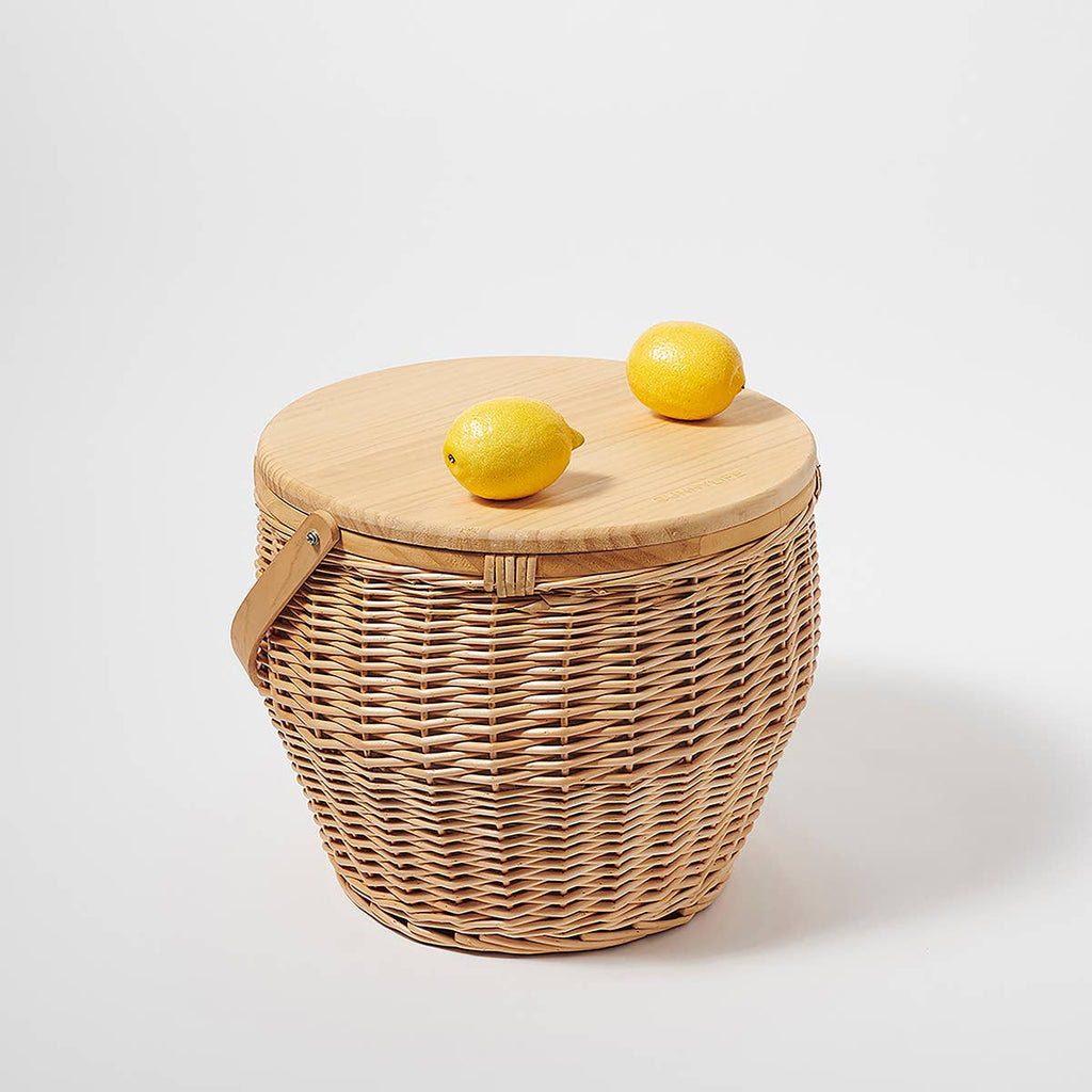 Round Picnic Cooler Basket Natural