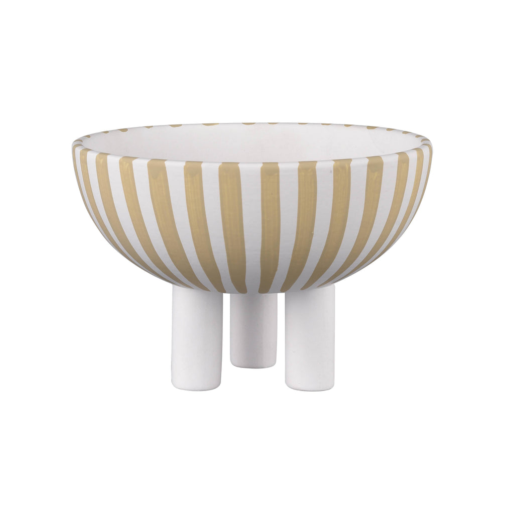 Booth Decorative Striped Footed Ceramic Bowl Home Decor