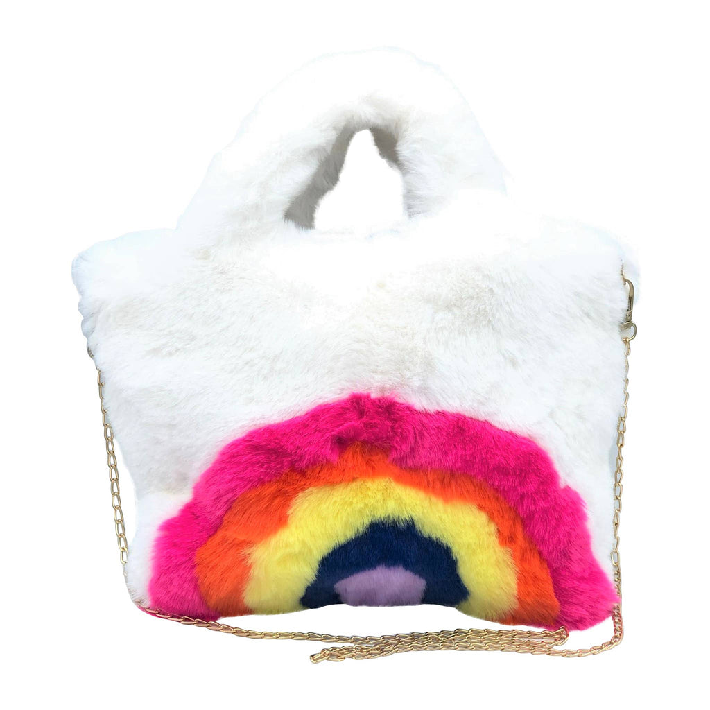 Faux Fur Fuzzy Rainbow Purse