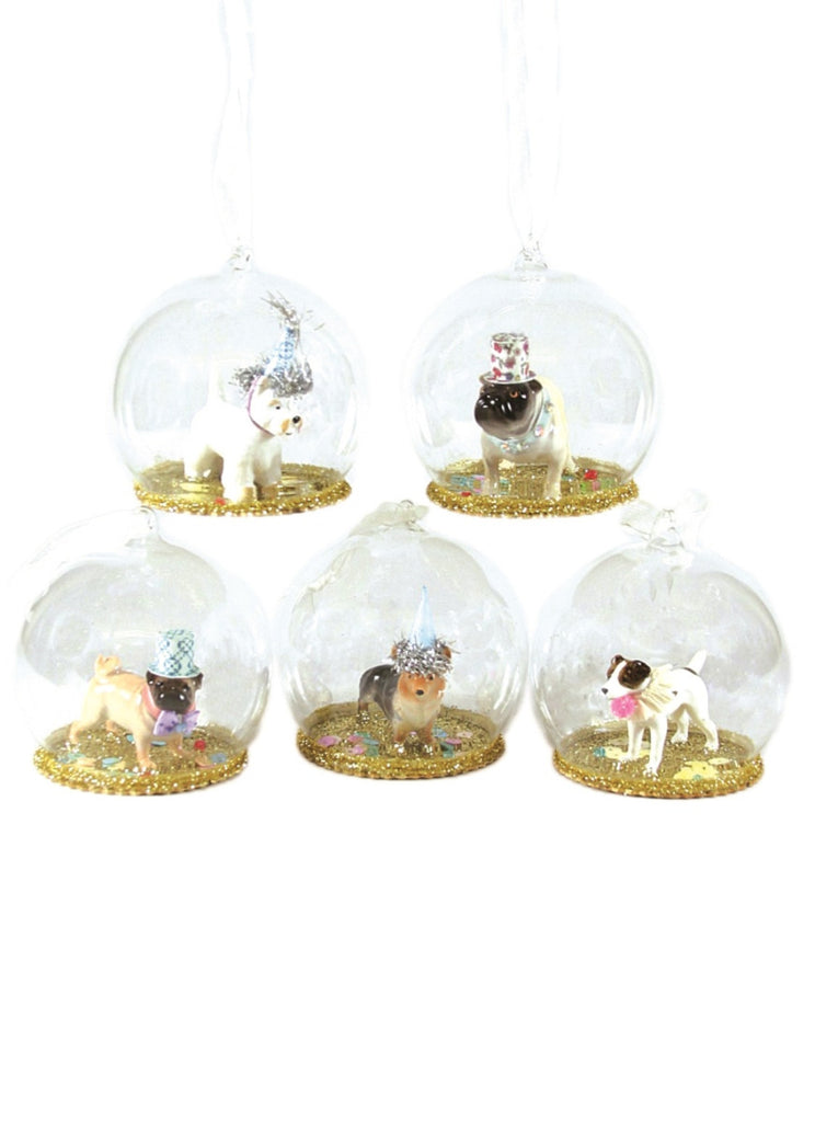 Dogs in Globes Christmas Ornament