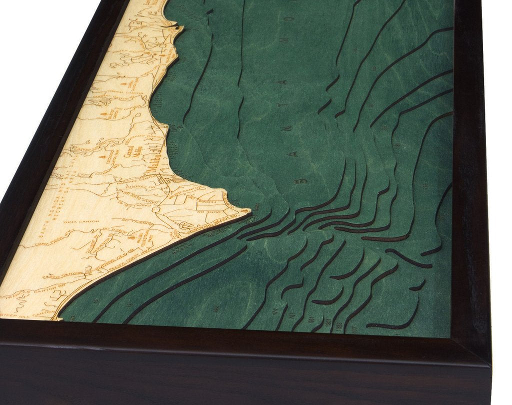 Malibu, California 3-D Nautical Wood Chart