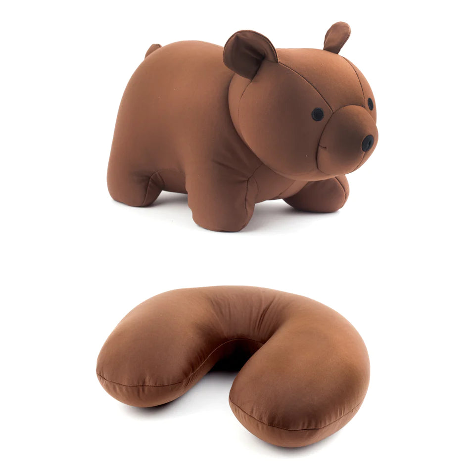 Zip And Flip Bear Head Rest Brown