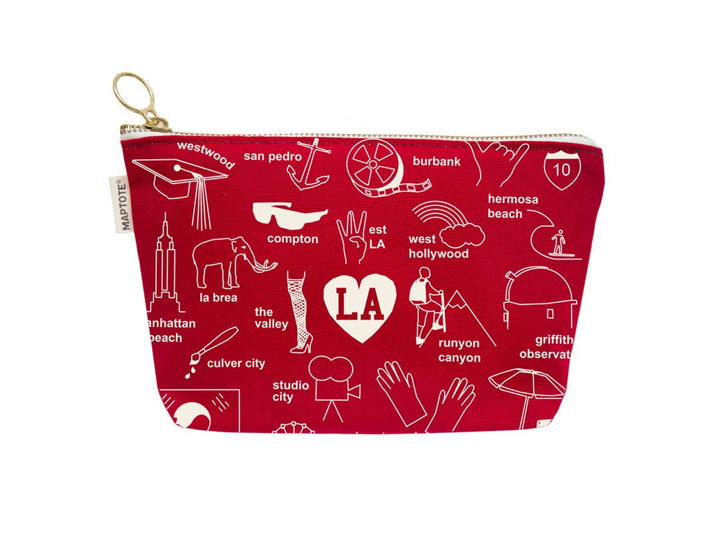 Los Angeles Zipped Pouches: Red